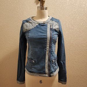 Denim motorcycle jacket-XS